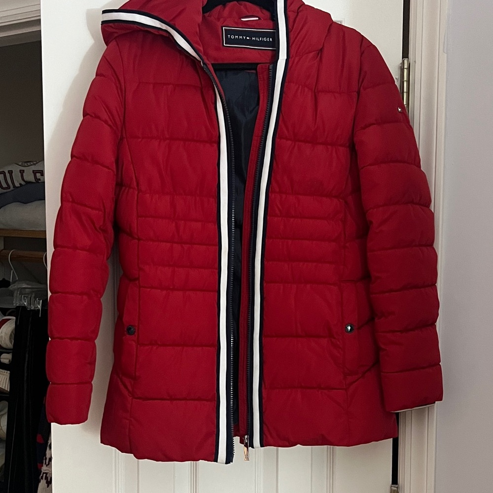 Tommy Hilfiger Women's Bold Red Puffer Coat